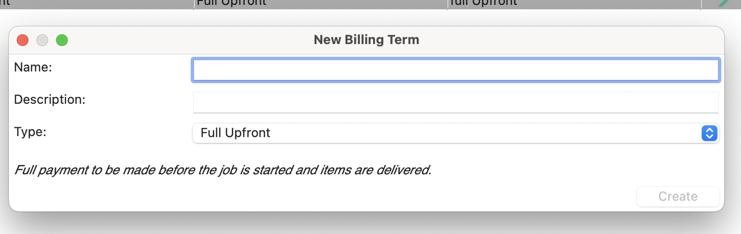 New Billing Terms